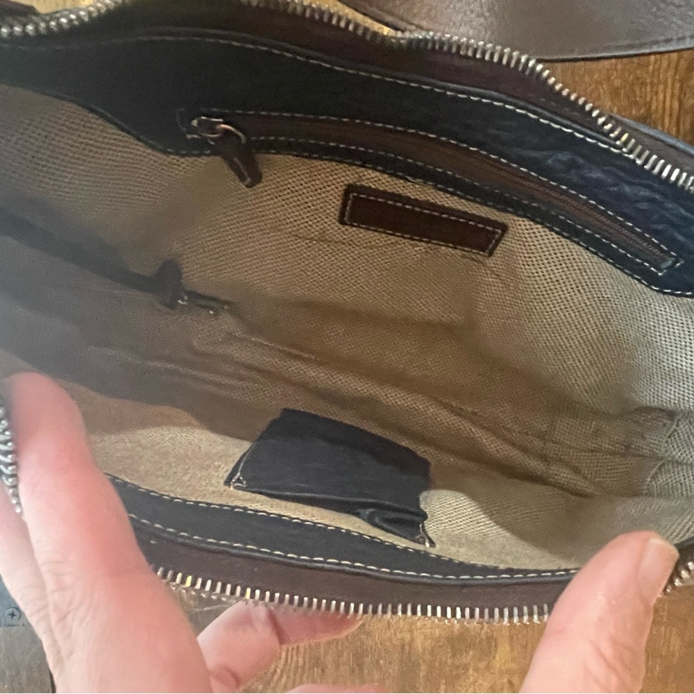 Dooney & Bourke Navy and Brown Shoulder Bag - Picture 6 of 10